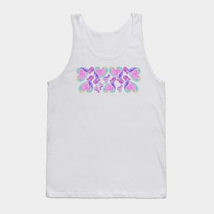 Hearts and Flowers Fantasy - Pink, Purple, Teal, Paisley Tank Top